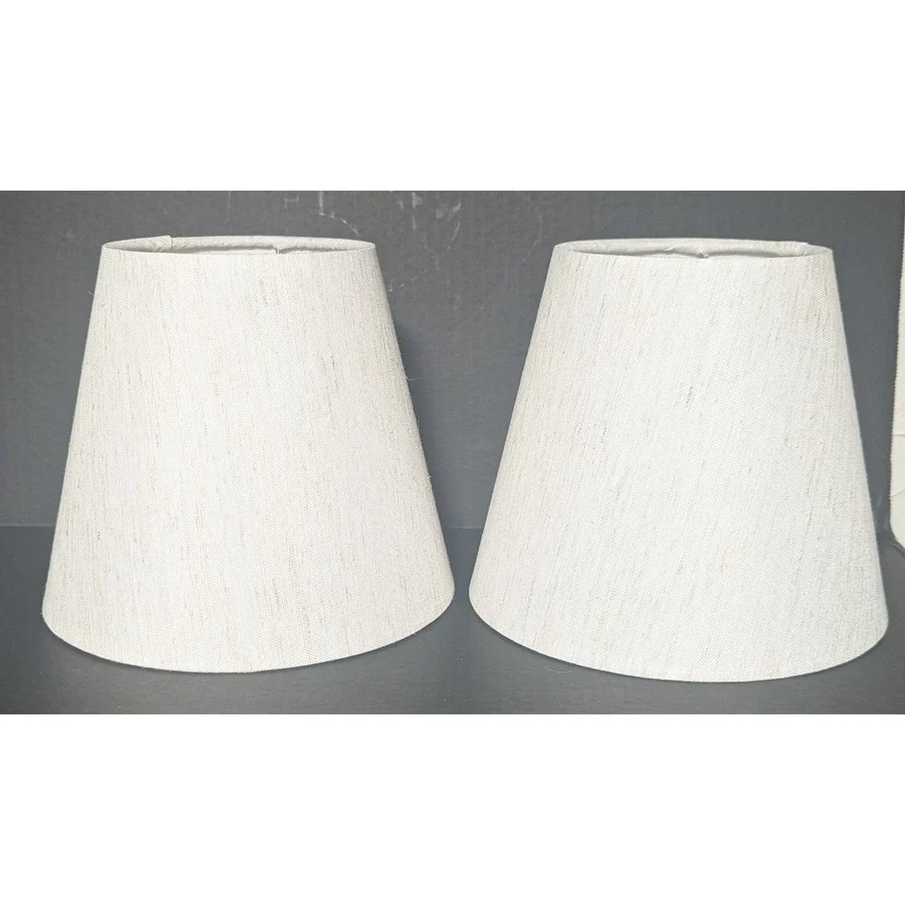 Blue and White Striped Glossy Ceramic Table Lamps Set of Two W/Linen Shades